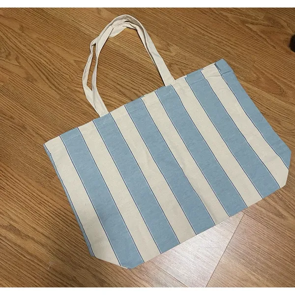 NWOT Sezane Canvas Striped Tote Bag Cotton Bonjour Paris France - Image 3