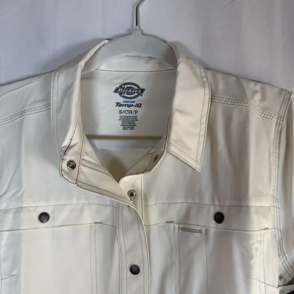 Dickies Women’s Cooling Utility Shirt Temp-iQ Long Sleeve Small Beige Snap NWT - Image 7