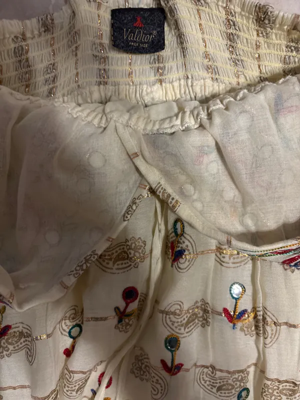 ValDior Cream Maxi Dress with Multicolor Embroidery - Image 4
