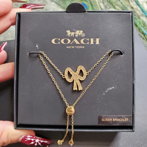 Coach Gold Tone Studded Bow Slider Bracelet‎ - Image 2