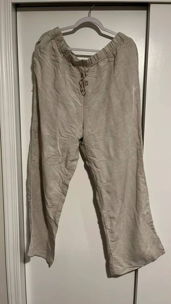 H&M Pants Linen Blend Pull-On beige Extra large  - Image 2