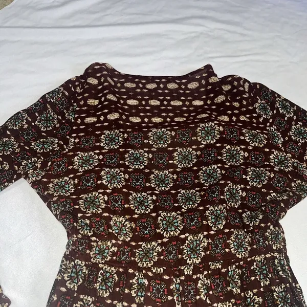 Patrons Of Peace M Medium Tulip Wrap Printed Boho Long Sleeve Dress - Image 13