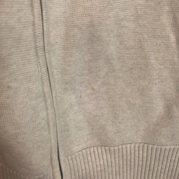 Norm Thompson Full Zip Cotton Ribbed Cream Sweater Size Medium - Image 5
