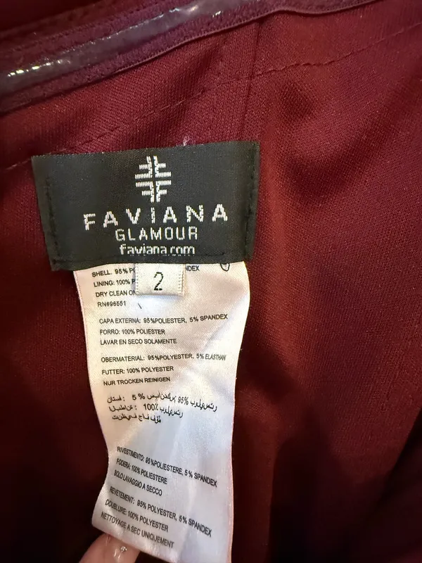Faviana Glamour Burgundy Off Shoulder Bodycon Mini Dress Size 2 - Image 6