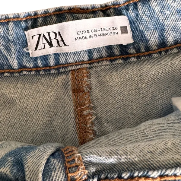 Zara Womens Light Wash Denim Skort Wrap Front Button Frayed Hem‎ Blue Size Small - Image 5