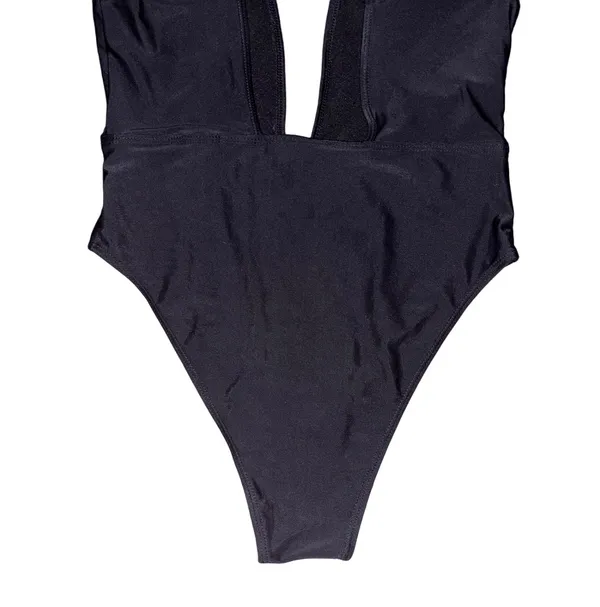 Black Plunge High Cut One Piece Swimsuit - Image 6