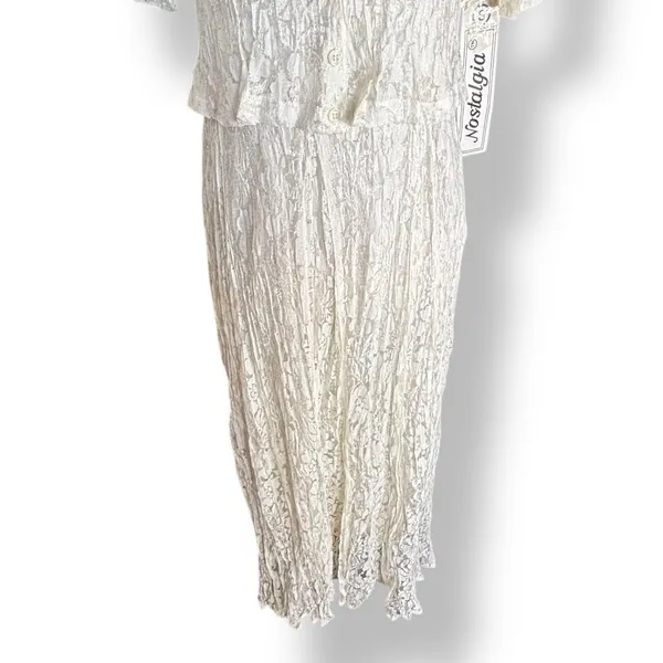 Vintage Nostalgia Lace Maxi Dress‎ Cream Romantic Cottagecore Small Deadstock - Image 5