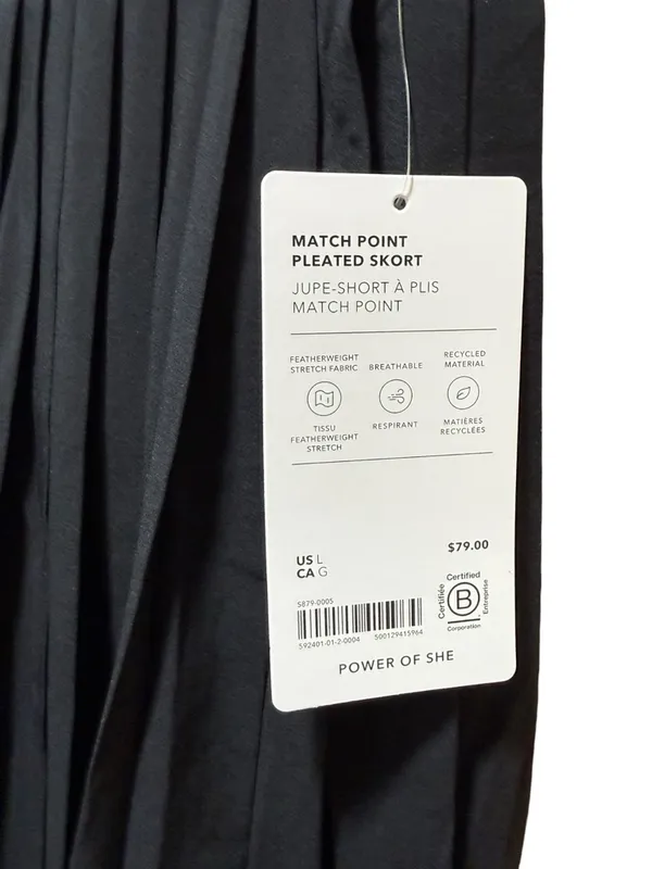 Athleta Match Point Pleated Skort Black Size Large NWT Tennis Golf $79 - Image 6