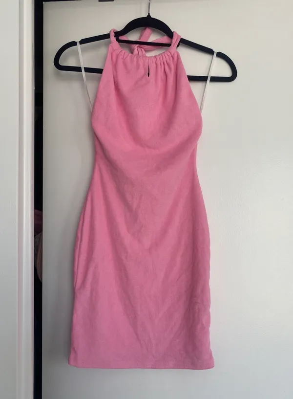 Pink Halter Mini Dress - Image 2