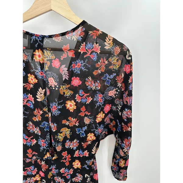 Anthropologie HD In Paris Varina Black Floral Sheer Maxi Dress Womens 4 OB483345 - Image 9