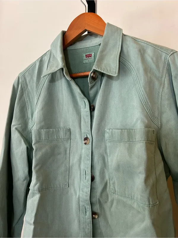 Levi's Tyla Shirt Button Down Collar Blue Surf Green Cotton Lyocell Size Small‎ - Image 4