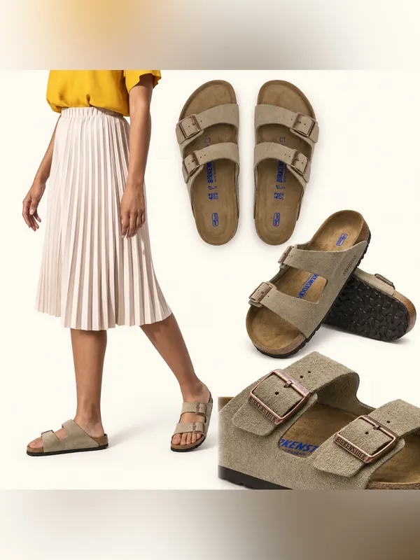 Birkenstock Arizona Soft Footbed Taupe Suede Sandals EU 37 US 6.5 $155 - Image 2