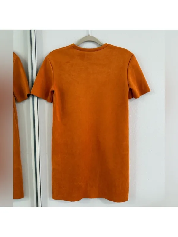 Zara Mini Shift Dress in Burnt Orange - Image 4