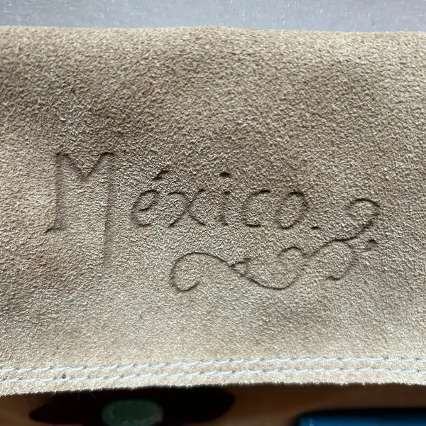 VTG Mexico Handmade Artisan Leather Suede Crossbody Purse Bag Retro Boho Tan - Image 3