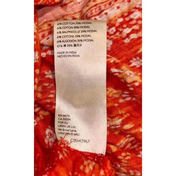 FREE PEOPLE Fruit Punch Combo Orange Paisley Boho Puff Sleeve Oversized Top S - Image 6