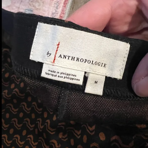 Anthropologie Sabine Flare Pants‎ Brown Black Motif Size Medium - Image 13