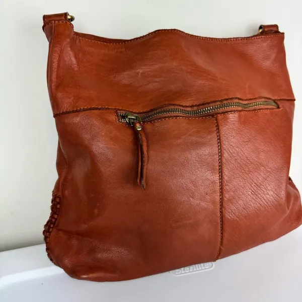 Marta Ponti Leather Woven Hobo Bag Made in Portugal Brown Slouchy - Image 8