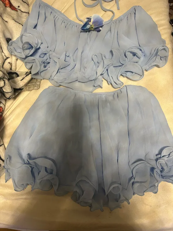 Two piece flowy set Blue Size M - Image 2