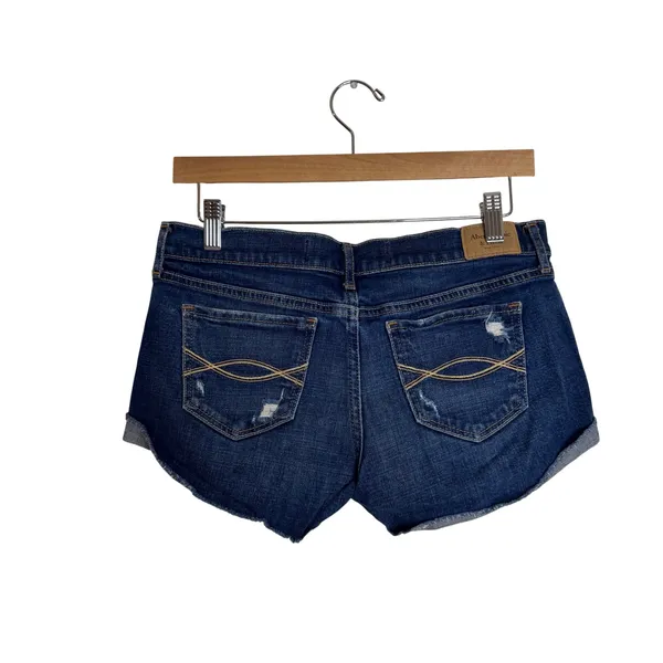 Abercrombie & Fitch Women's Distressed Denim Shorts Dark Wash Size 4 - Image 2