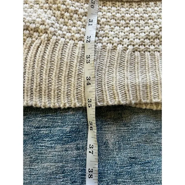Reborn J Ivory Cable Knit Open Front Cardigan Women's Large - Image 5