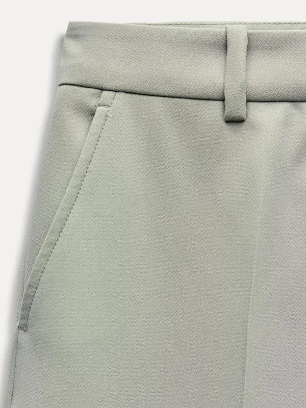 ZARA Mint Green Straight Fit Tailored Trousers Pants Front Pockets Size S - Image 12