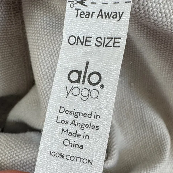 Alo Yoga Iconic Shopper Tote in a gray tie-dye cotton canvas material - Image 6