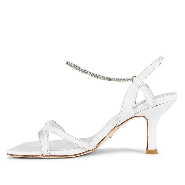 RAYE Margaret Chain Strap Square Heels in White Leather 8 New Womens Sandals - Image 4