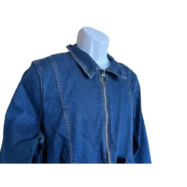 Womens Joanie Clothing MacDougal Indigo Denim Jean LS Jumpsuit Boilersuit Sz 14 - Image 6