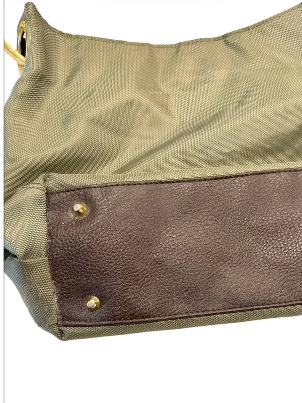 Braciano Olive and Dark Brown Shoulder Bag with Gold Hardware - Image 6