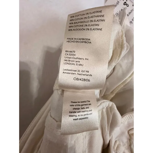 Anthropologie Cream Wide Leg Pants Womens US 0 High Rise Cotton Stretch Trouser - Image 6