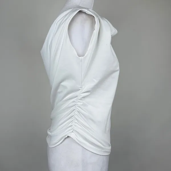 Trendy Queen Off The Shoulder Top Y2K Summer Shirts Double Lined White Large - Image 4