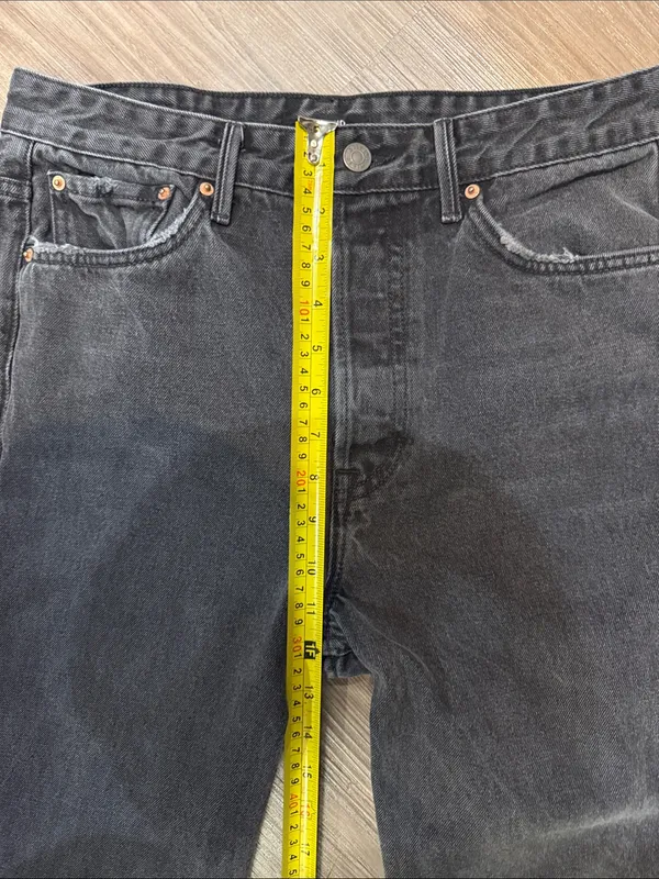 GRLFRND Mica High Rise Straight Jeans 28 Lights Off Distressed Black $248 - Image 7