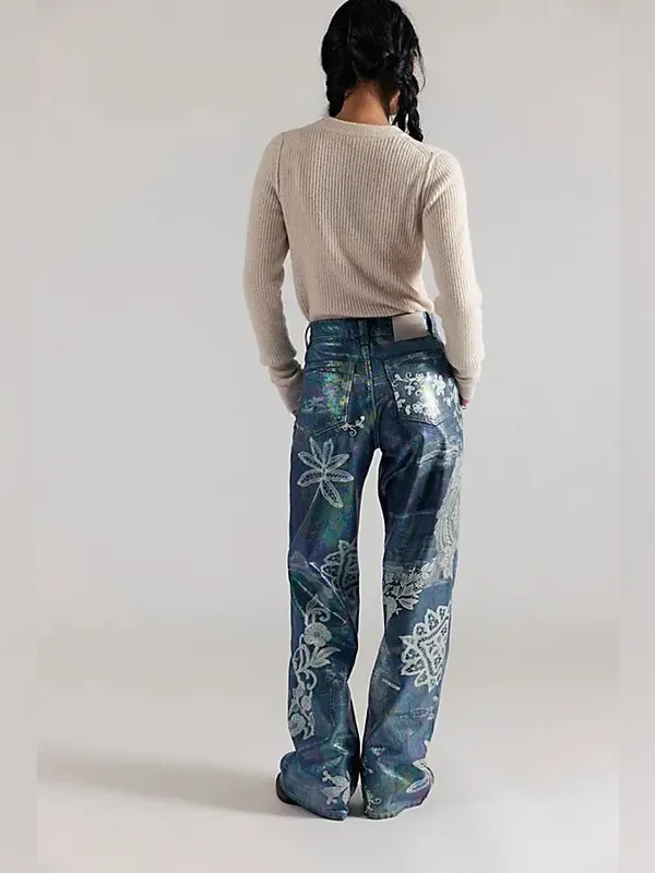 Free People We The Free Tinsley Printed High-Rise Illusions Jeans Sz.27 NWT - Image 2