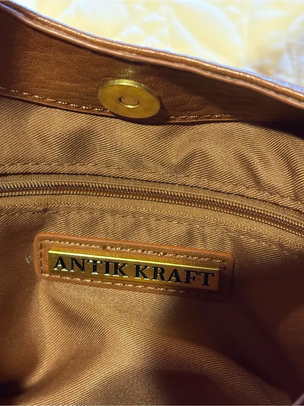 Antik Kraft Cognac Brown Vegan Leather Slouchy Hobo Bag - Image 6
