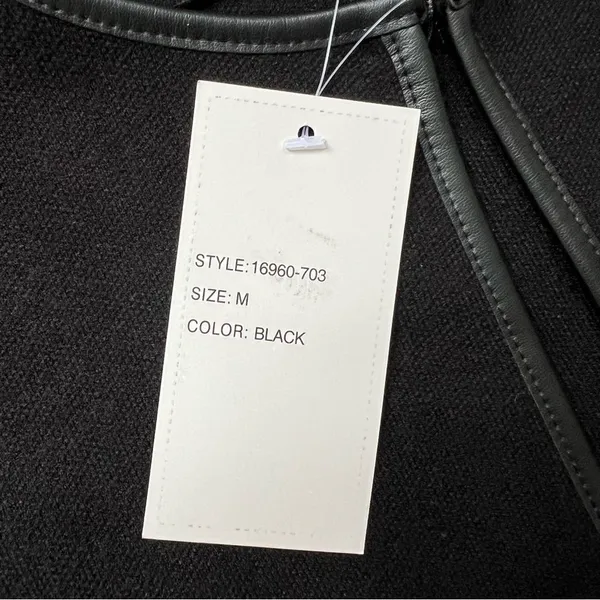 Sioni Faux Leather Trim Blazer Jacket NWT Size Medium Black Gold Accents - Image 12