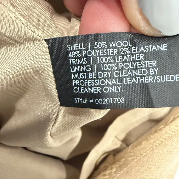 Club Monaco Size-0 Womens Dress Wool‎ Blend Lined with Leather Trim - Image 6