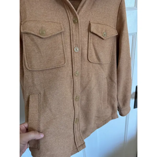 J.Crew tan wool shirt jacket size xs - Image 2