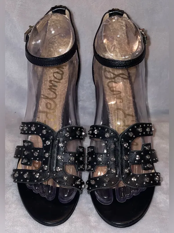Sam Edelman NWOT Women Size 8 Yasha Studded Black Block Heel Ankle Strap Leather - Image 2