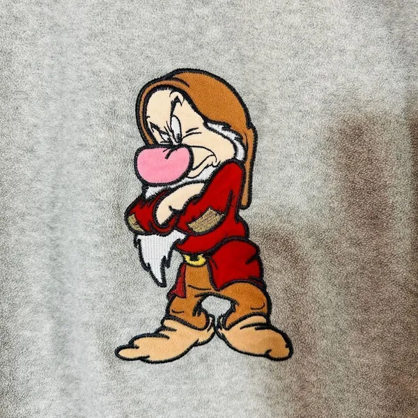 Disney Grumpy Gray Fleece Zip-Up Hoodie Size Large Y2K - Image 13