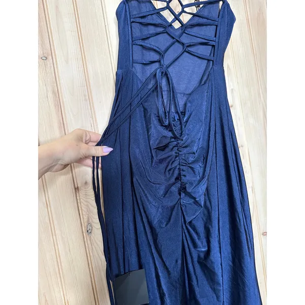 NWT Lulus Cute Definition Navy Slinky Knit Cowl Neck Maxi Dress Holiday Gala M - Image 7