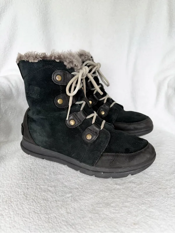 Sorel Explorer Joan Winter Boot Black Lightweight Waterproof Suede Womens Sz 9.5 - Image 6