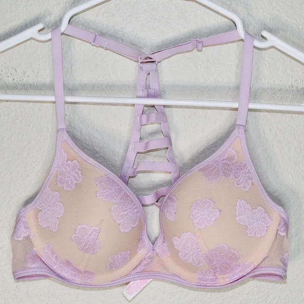 PINK Victoria's Secret Lightly Lined Legerement Double Lace/Flora Bra - Size 34B - Image 6