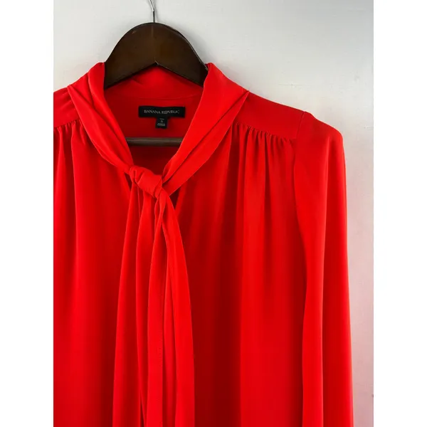 Women’s Banana Republic Small Bright Red Long Sleeve Blouse - Image 2