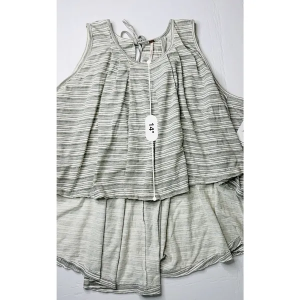 Free People Turn it Up Cream Striped High-low Tank Top SMALL‎ NWT Baggy Y2k - Image 8