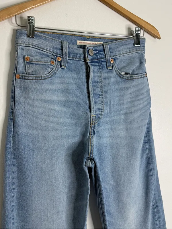 Levi’s Ribcage Straight Ankle Jeans Size 25 Light Wash High Rise - Image 3