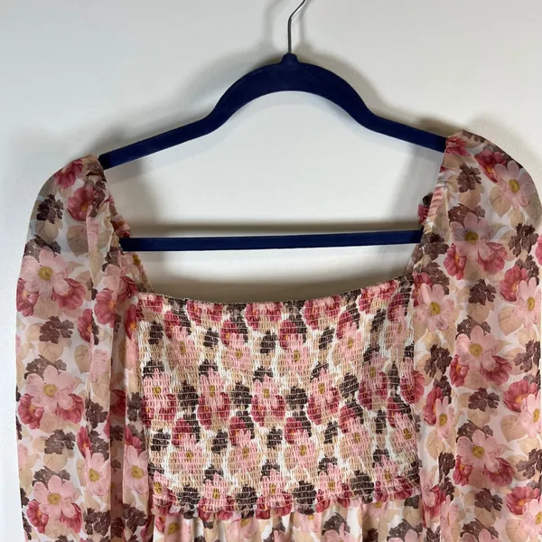 Wilfred Floral Smocked Square Neck‎ Tiered Mini Dress XS - Image 2