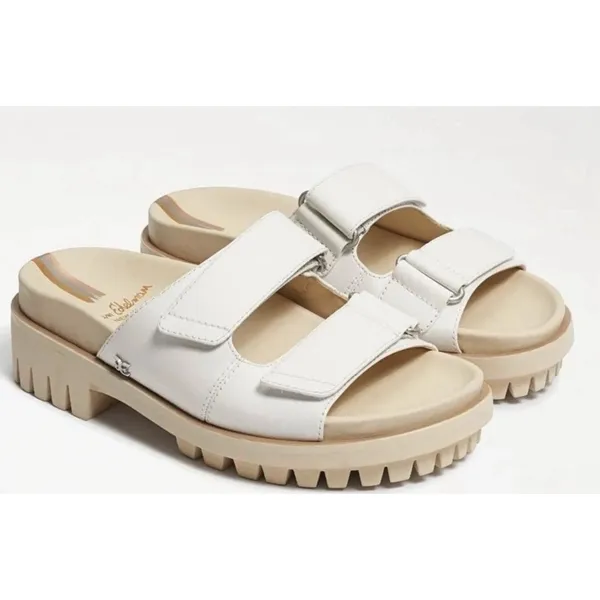 NEW Sam Edelman Eliana White Leather Lug Sole Slide Sandals Size 11 - Image 3