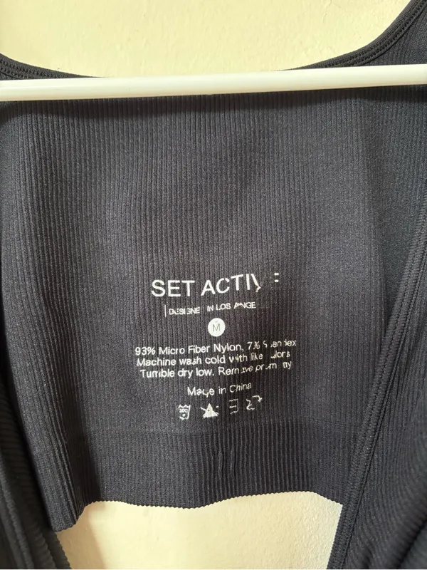 SET ACTIVE SculptFlex Box Cut Ribbed Sports Bra in Onyx Black Sz Medium - Image 4