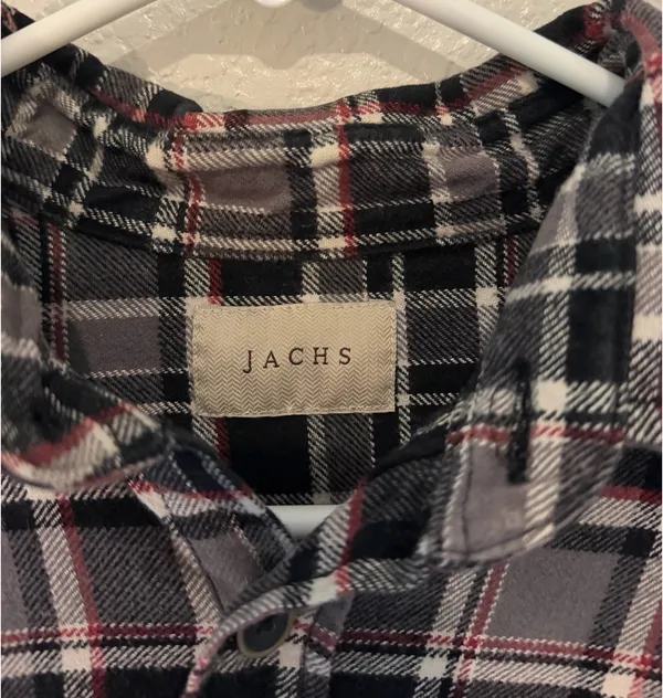 Jachs Plaid Men’s Flannel - Grey/Red Plaid Size XL - Image 3