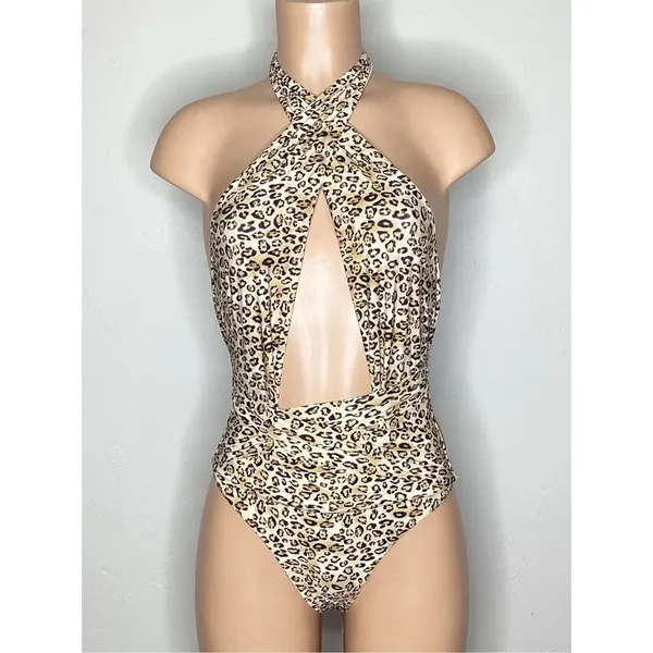 New. Pilyq leopard halter one piece. Small . Retails $154 - Image 3
